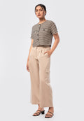 Printed Button Up Top Tan