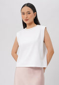 Cape Sleeve Top with Pearl Details Off White