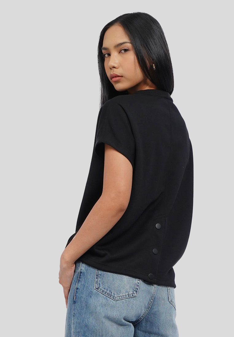 Button Detail Short Sleeve Top