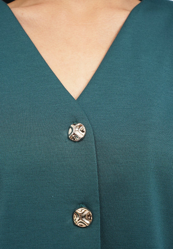 V-Neck Short Sleeve Batwing Blouse