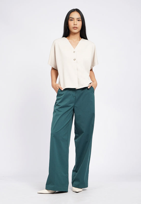 V-Neck Batwing Blouse