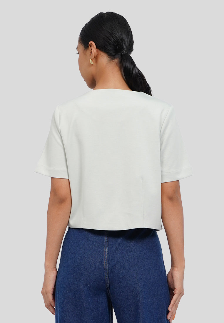 Round Neck Short Sleeve Blouse