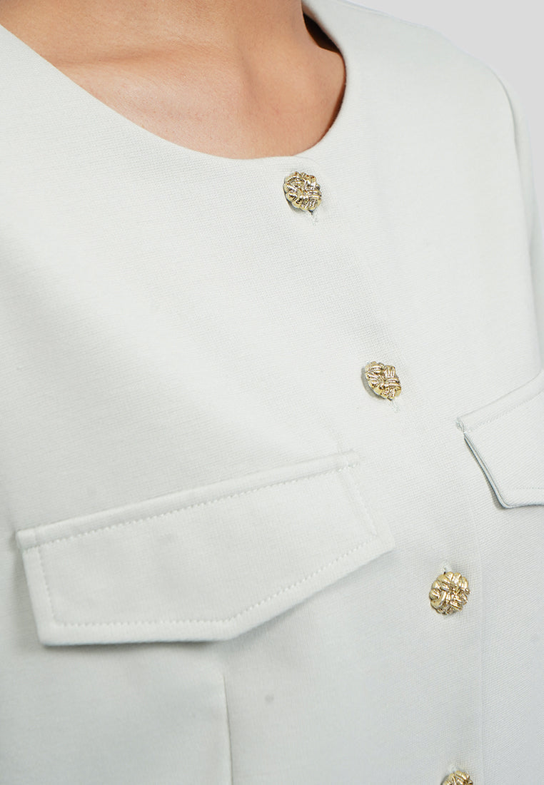 Round Neck Short Sleeve Blouse