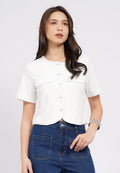 Round Neck Shirt Sleeve Blouse