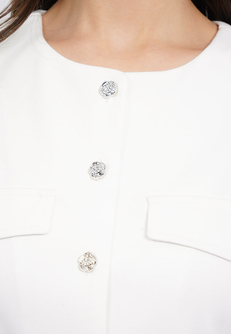 Round Neck Shirt Sleeve Blouse
