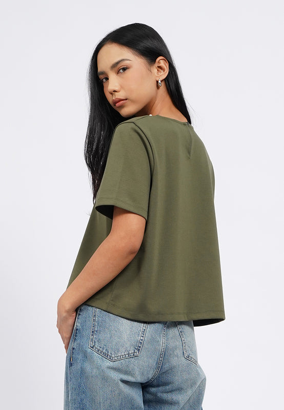 Short Sleeve Top with Pearl Details