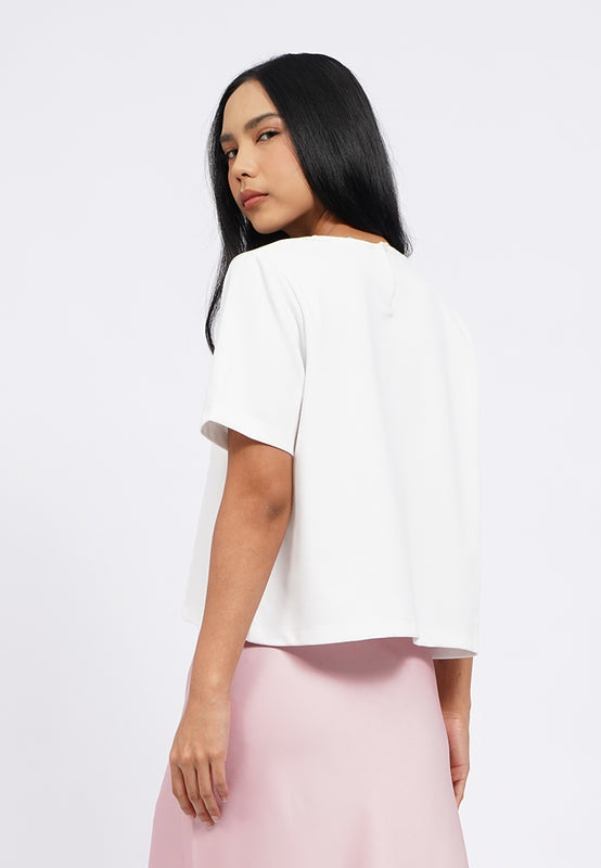 Short Sleeve Top with Pearl Details