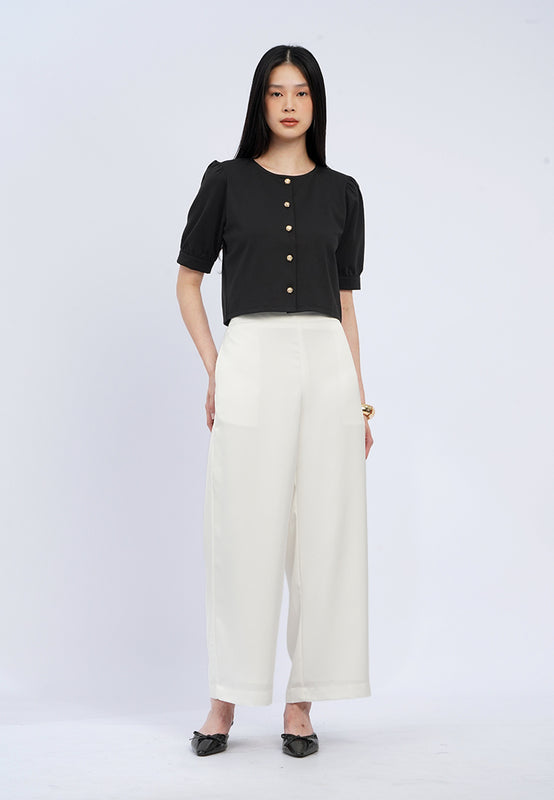 Puff Sleeve Buttoned Top