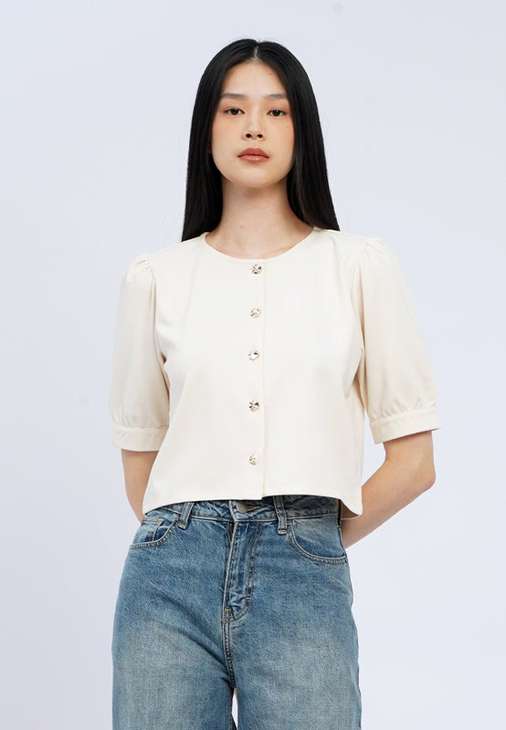 Puff Sleeve Buttoned Top