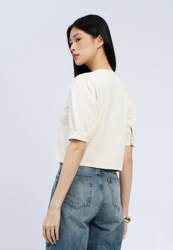 Puff Sleeve Buttoned Top