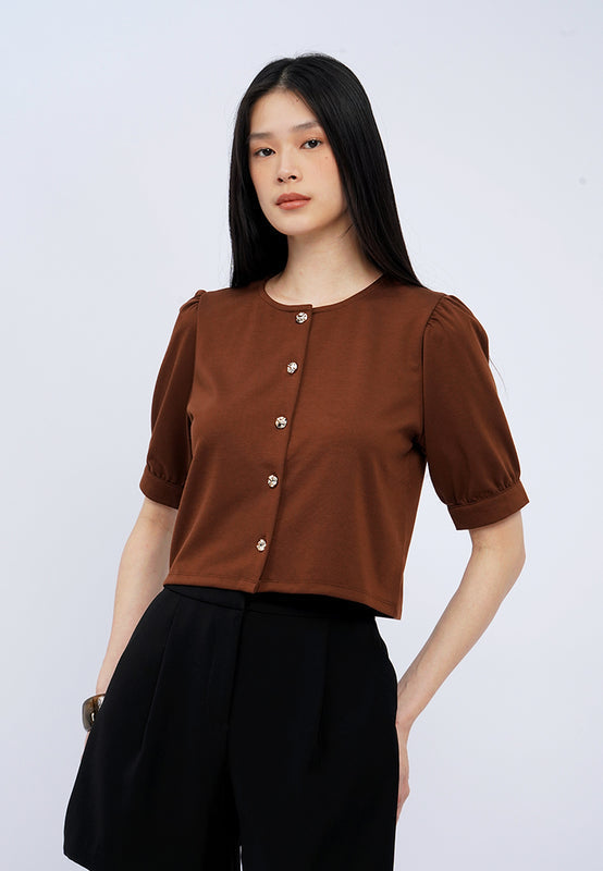 Puff Sleeve Buttoned Top