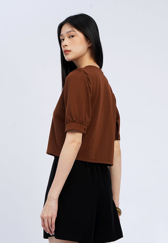 Puff Sleeve Buttoned Top