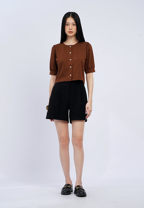 Puff Sleeve Buttoned Top