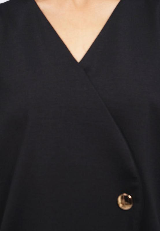 V-Neck Short Sleeve Batwing Blouse
