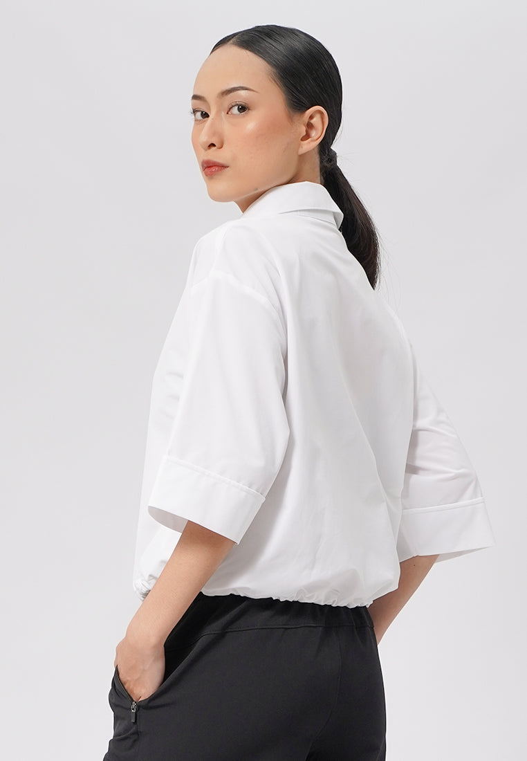 Cropped Shirt with Adjustable Hem