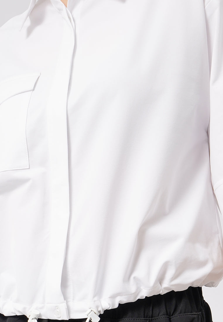 Cropped Shirt with Adjustable Hem