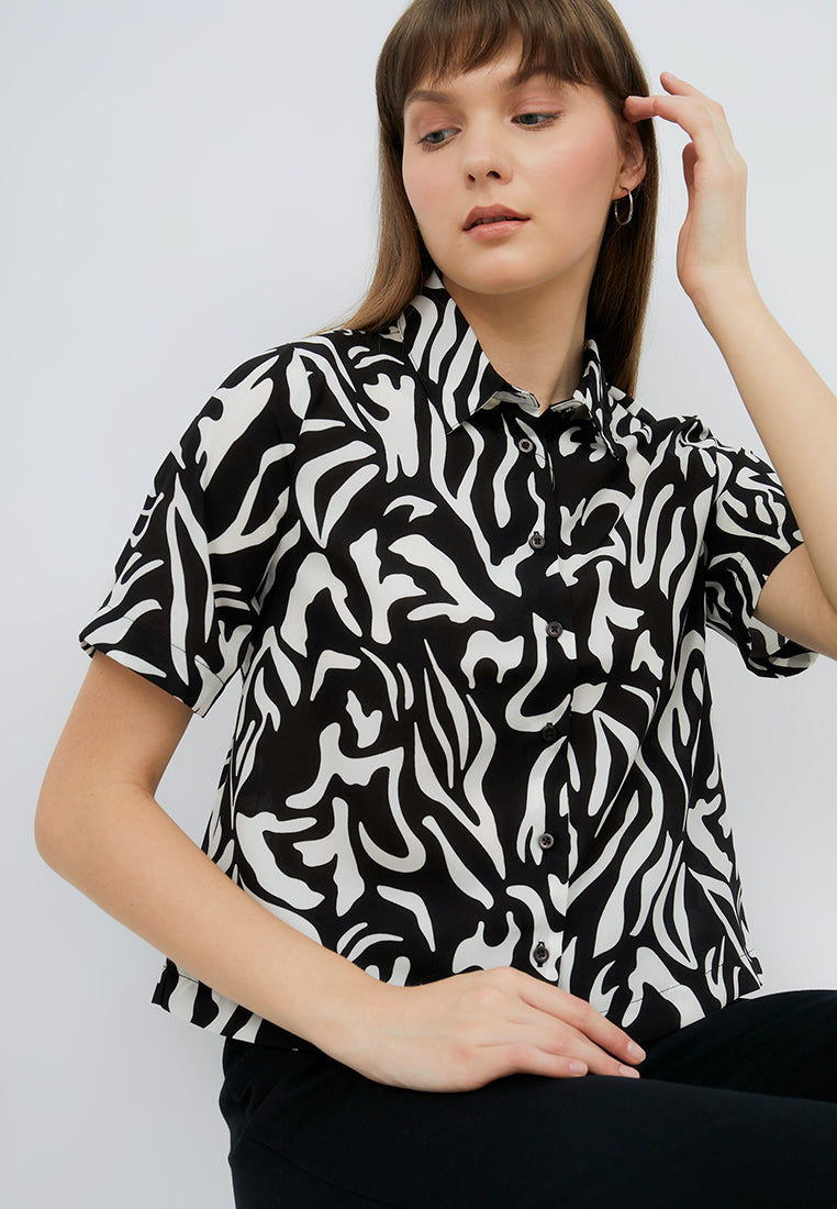 Short Sleeve Printed Blouse