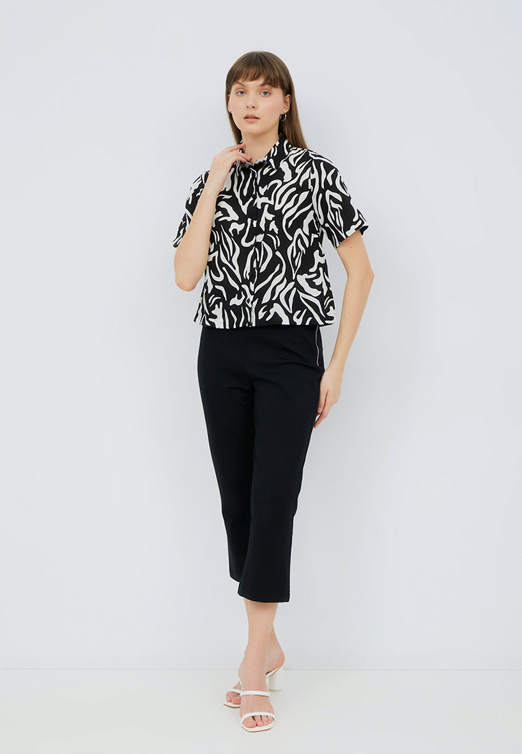 Short Sleeve Printed Blouse