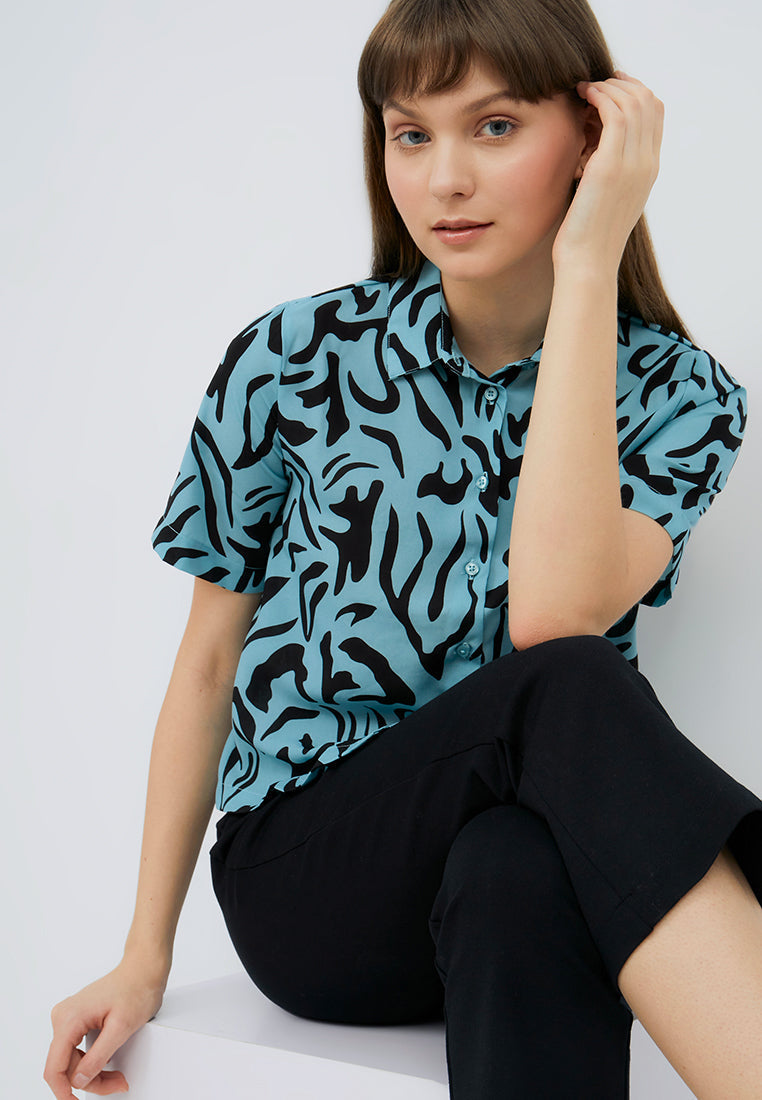 Short Sleeve Printed Blouse
