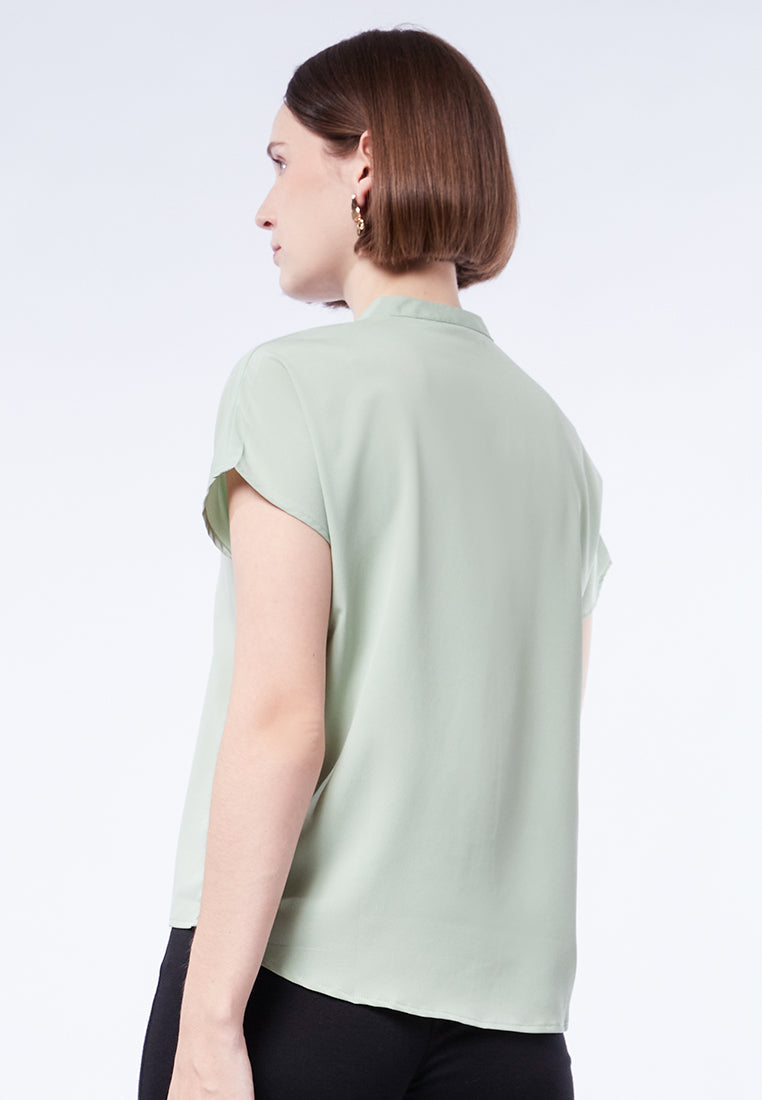 V-Neck Short Sleeve Blouse