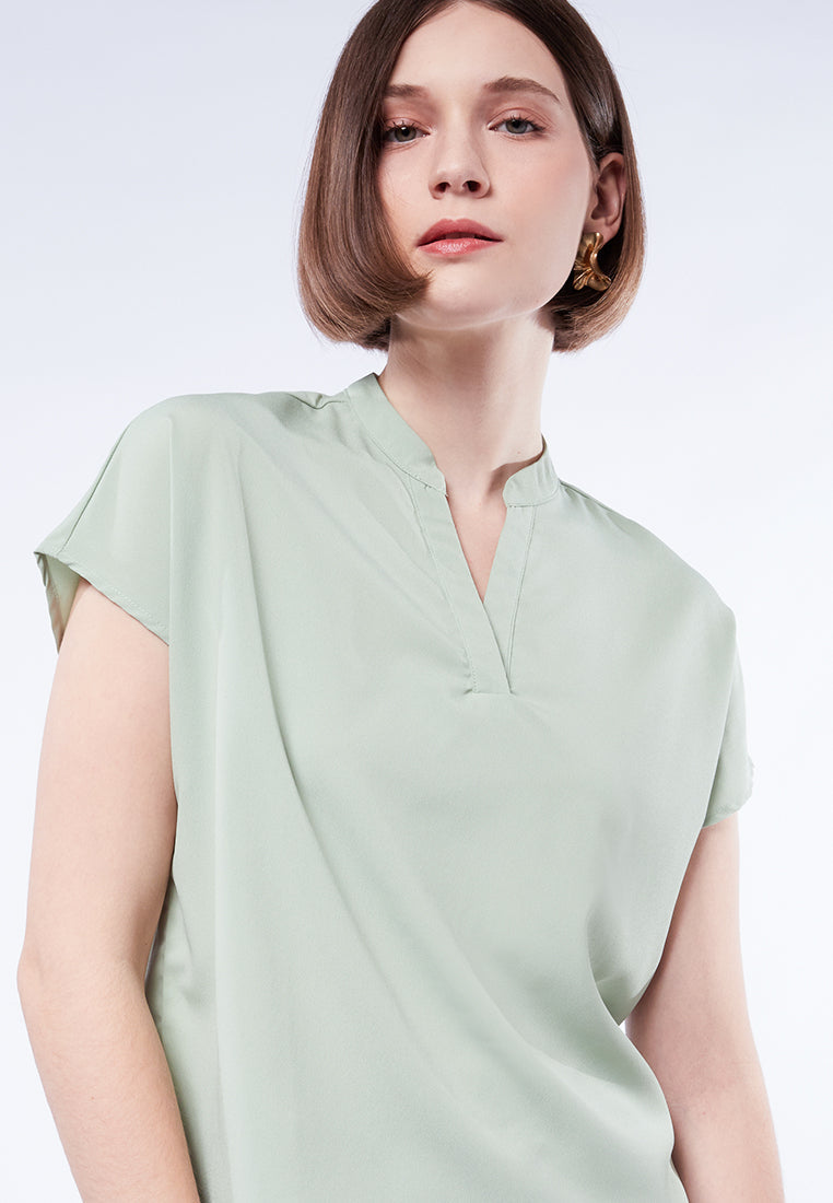V-Neck Short Sleeve Blouse