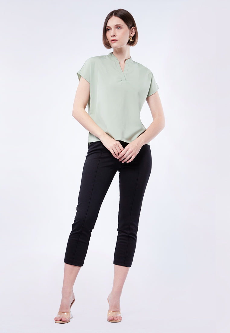 V-Neck Short Sleeve Blouse