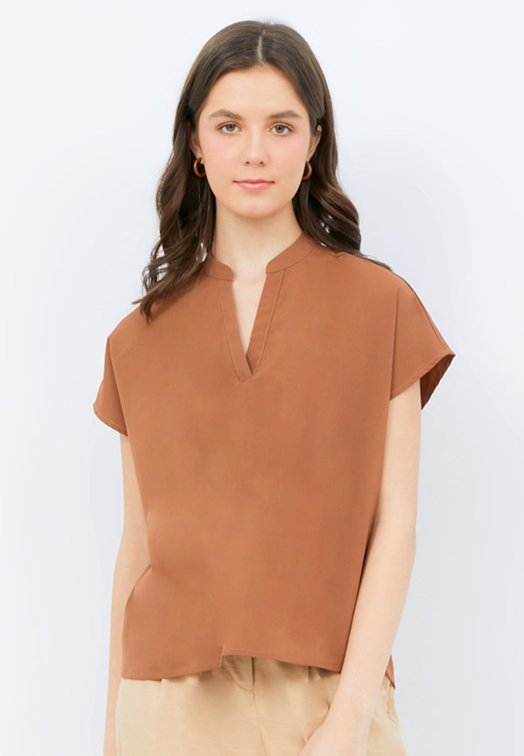 Short Sleeve V-neck Blouse