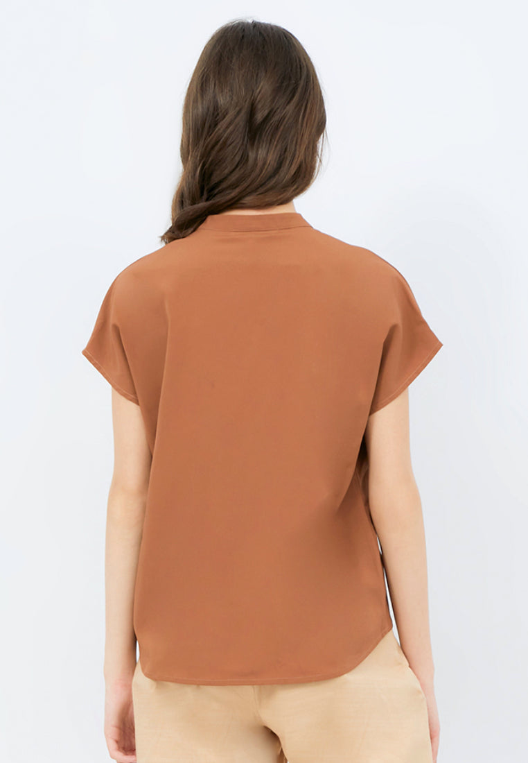 Short Sleeve V-neck Blouse