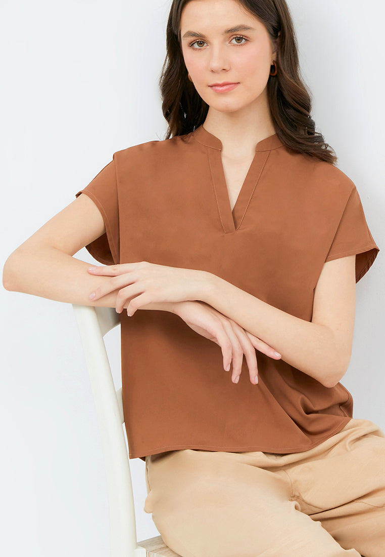 Short Sleeve V-neck Blouse
