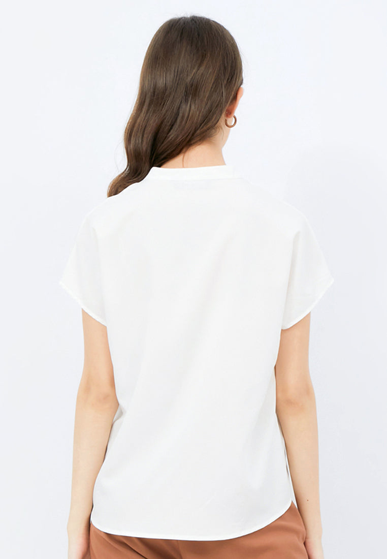 Short Sleeve V-neck Blouse