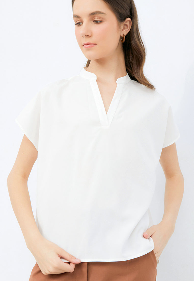 Short Sleeve V-neck Blouse
