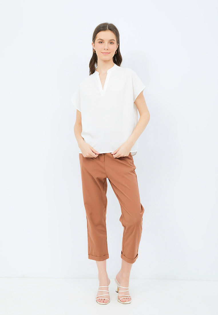 Short Sleeve V-neck Blouse