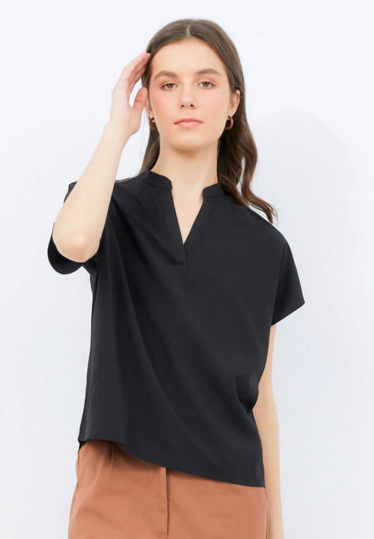 Short Sleeve V-neck Blouse