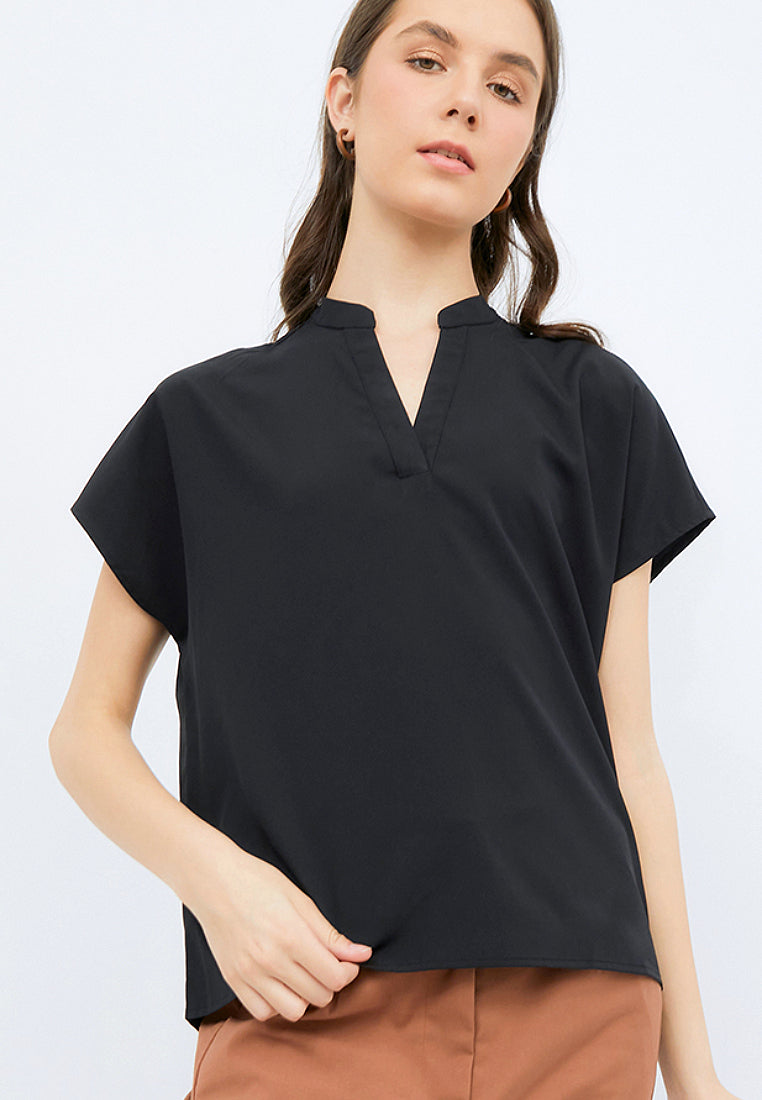 Short Sleeve V-neck Blouse