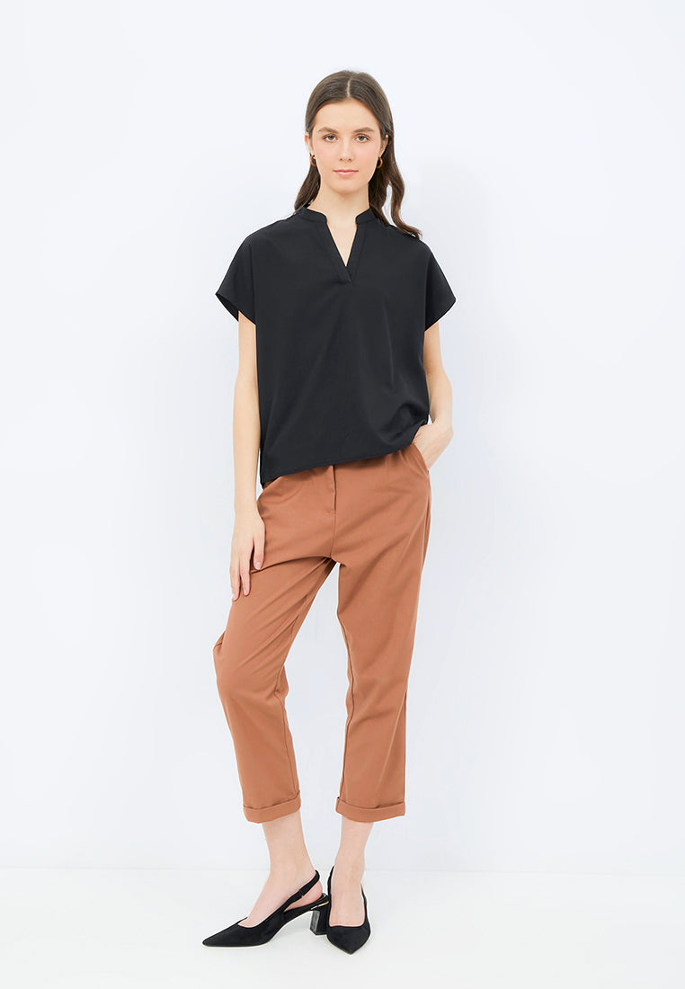 Short Sleeve V-neck Blouse