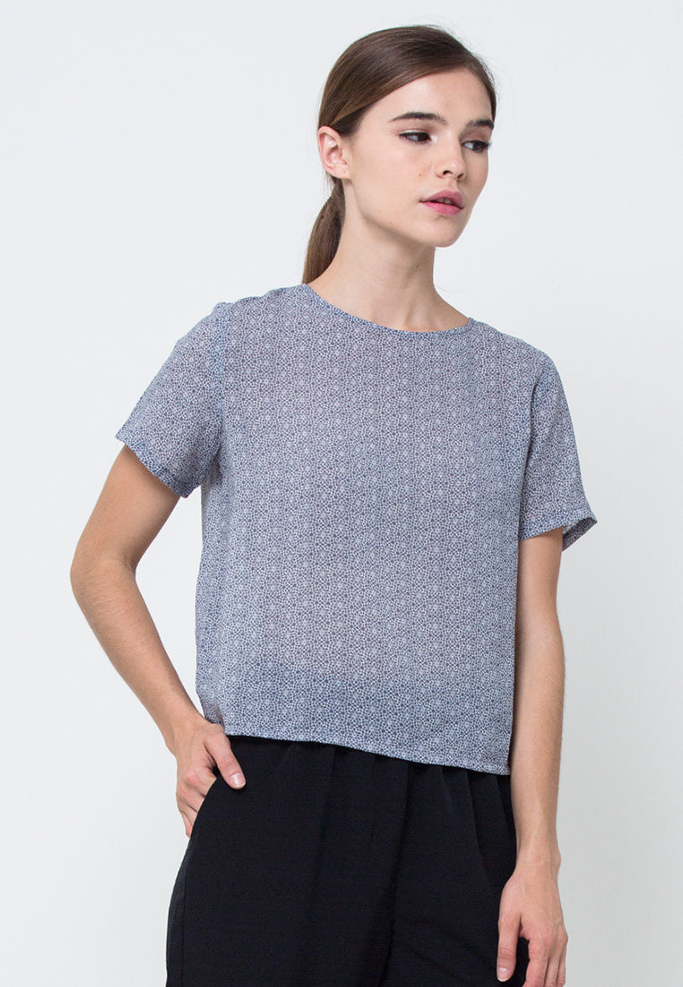 Printed Short Sleeve Blouse