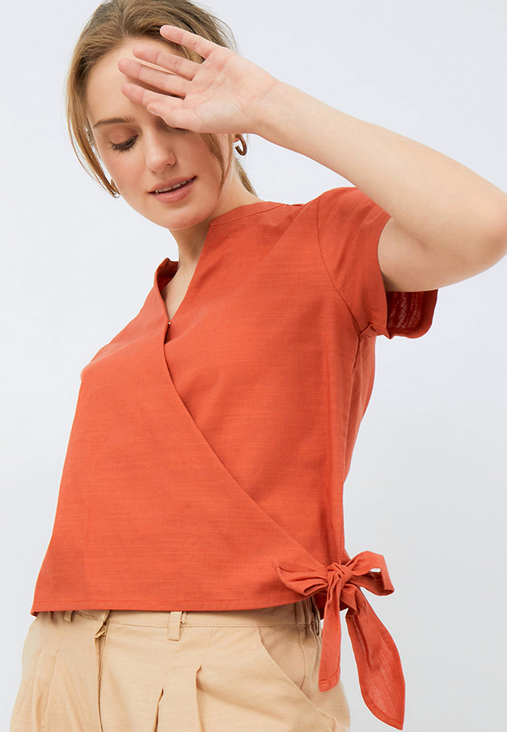 Short Sleeve Wrap Top