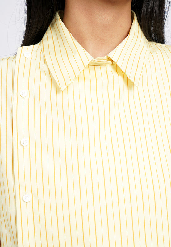 Asymmetric Placket Stripes Shirt