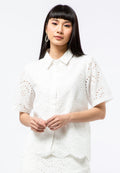 Eyelet Short Sleeve Blouse