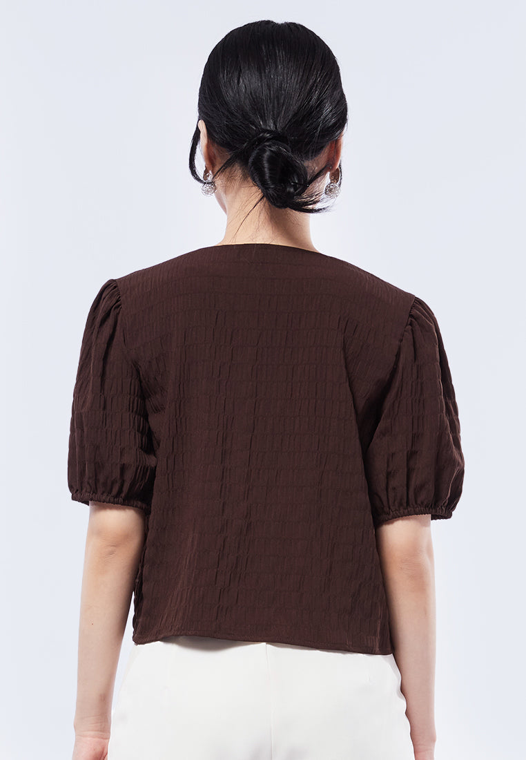 Balloon Sleeve Crop Blouse