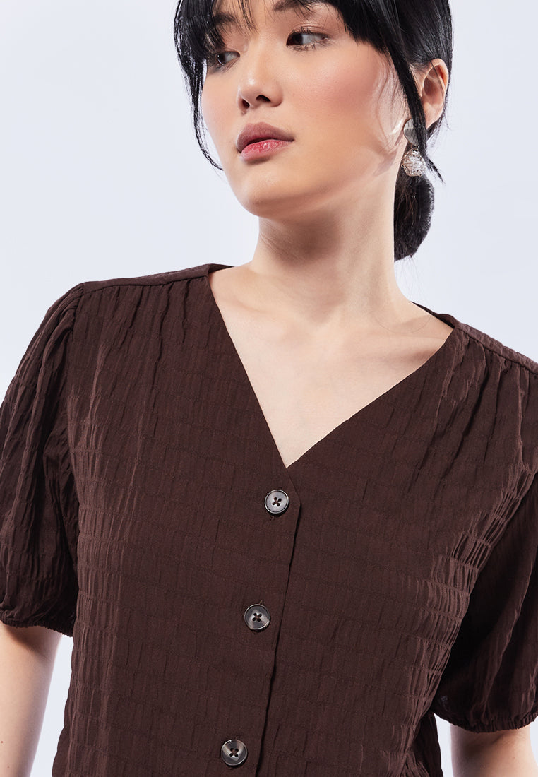 Balloon Sleeve Crop Blouse