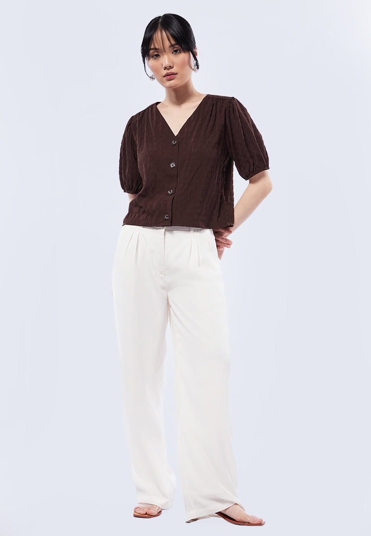 Balloon Sleeve Crop Blouse