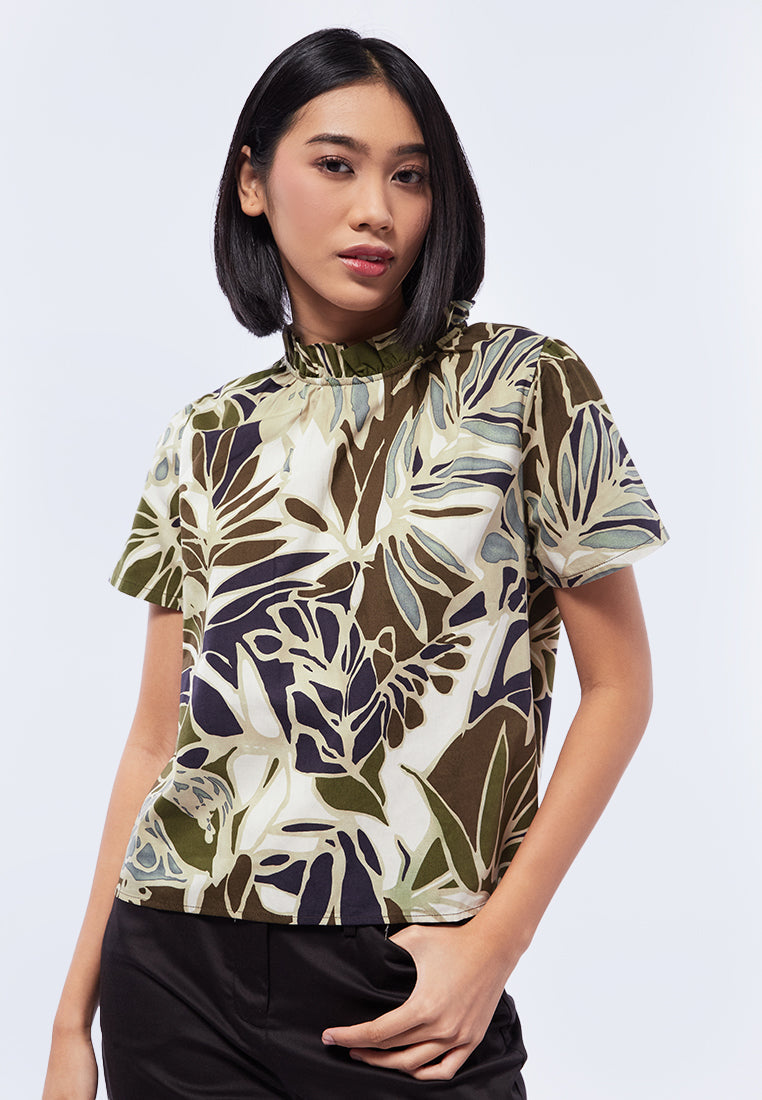 Printed Short Sleeve Blouse