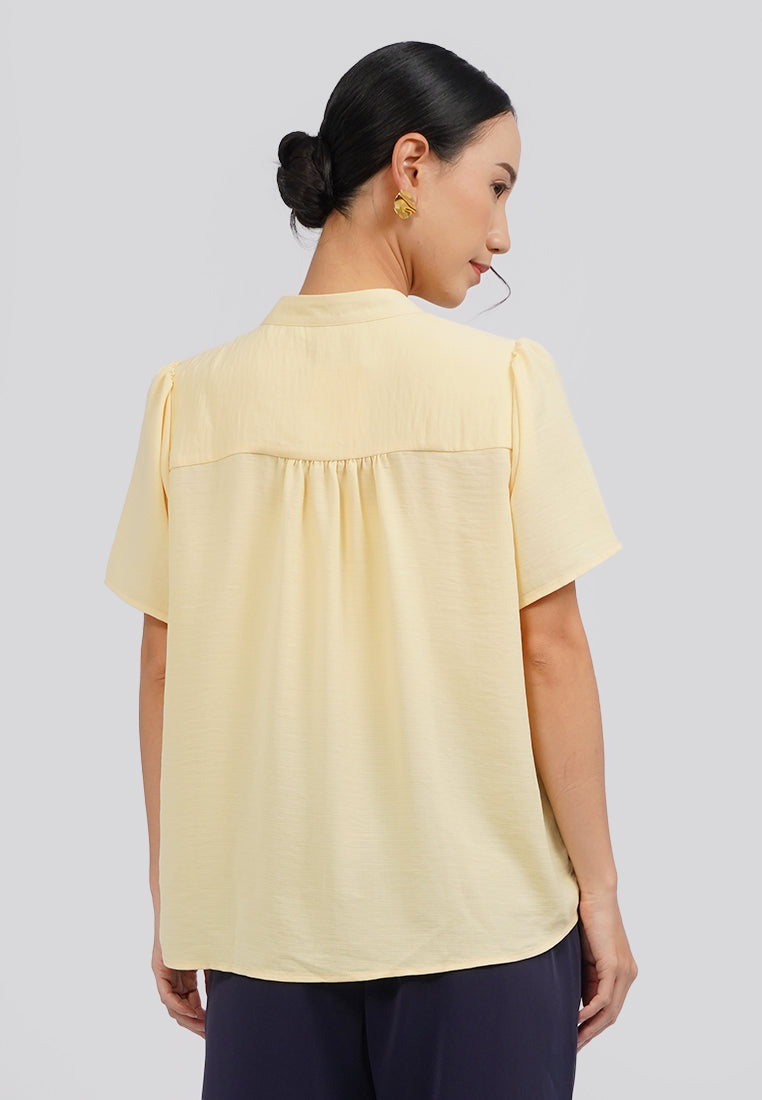 Puff Sleeve Cheongsam Blouse Yellow