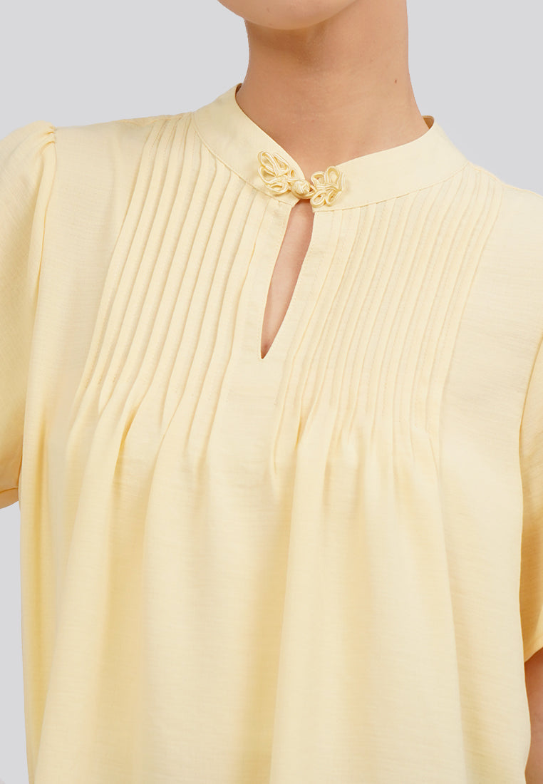 Puff Sleeve Cheongsam Blouse Yellow