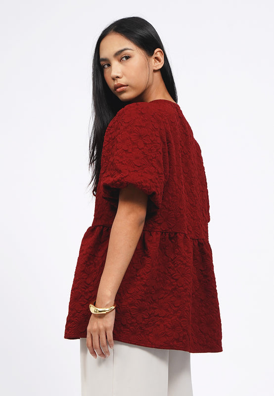Short Sleeve Hua Peplum Blouse