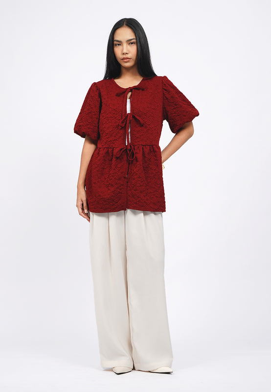 Short Sleeve Hua Peplum Blouse