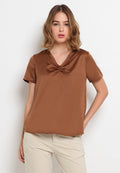 V-Neck Short Sleeve Blouse