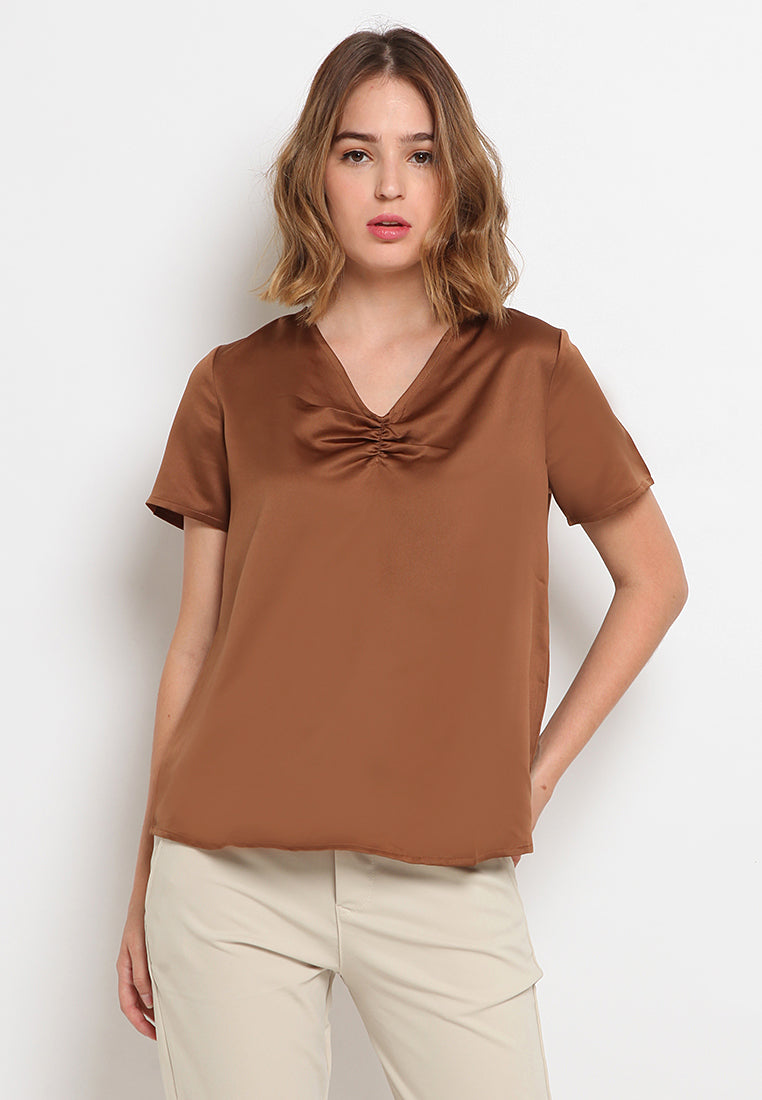 V-Neck Short Sleeve Blouse
