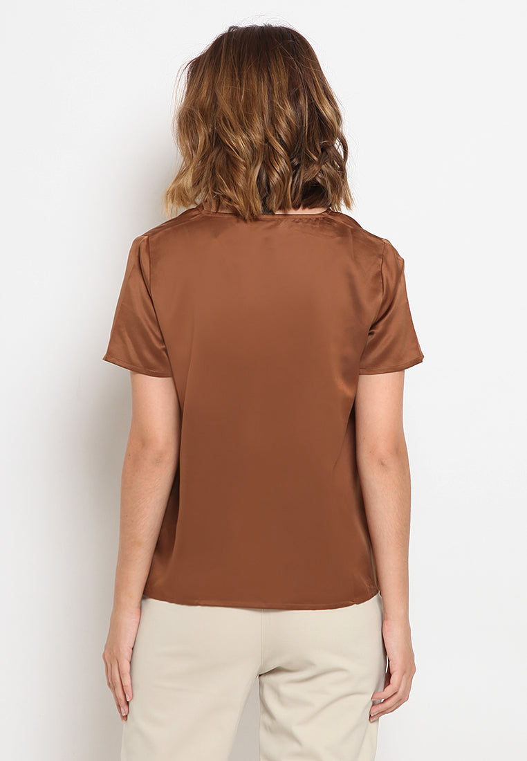 V-Neck Short Sleeve Blouse